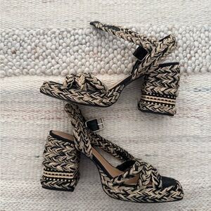 Castaner Black and Tan Braided Platform Heels